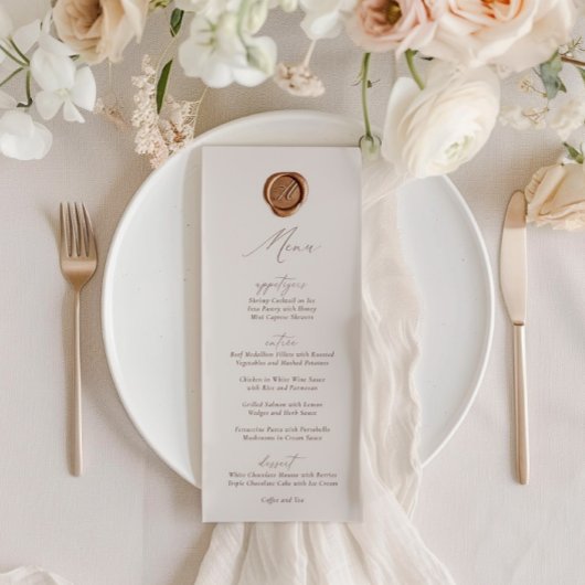 Elegant Modern Ivoor Kalligrafie Bruiloft Menu Kaart