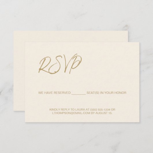 Elegant Modern Ivoor RSVP geen mailing Reservere p (Voorkant / Achterkant)
