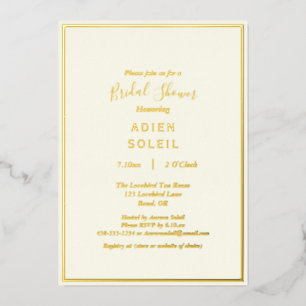 Elegant modern Ivory Wedding Vrijgezellenfeest Gol Folie Uitnodiging