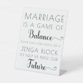 Elegant Modern Jenga Gastenboek Trouwbord Reclamebord Met Voetstuk (Voorkant)