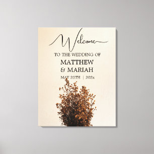 Elegant modern kalligrafie Floral Wedding Welkom Canvas Afdruk