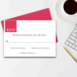 Elegant modern kalligrafie Magenta Classy Wedding RSVP Kaartje
