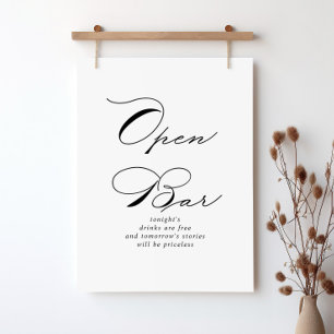 Elegant modern kalligrafie Open Bar Sign Poster