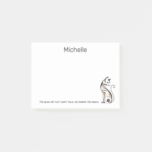 Elegant modern Kat, Cat Mom, Grappig gepersonalise Post-it® Notes (Voorkant)