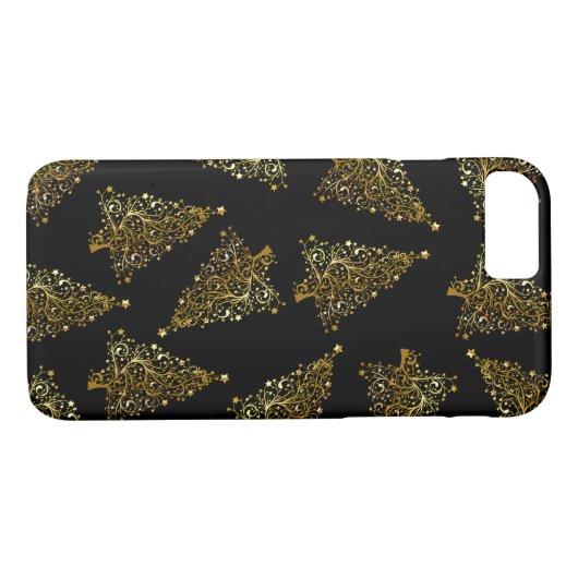 Elegant modern kerstboompatroon zwart goud Case-Mate iPhone case (Achterkant (Horizontaal))