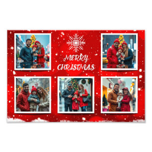 Elegant modern kerstfamiliefoto-ontwerp foto afdruk