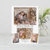 Elegant modern kerstscript - aangepaste foto's Hol Feestdagenkaart (Staand voorkant)