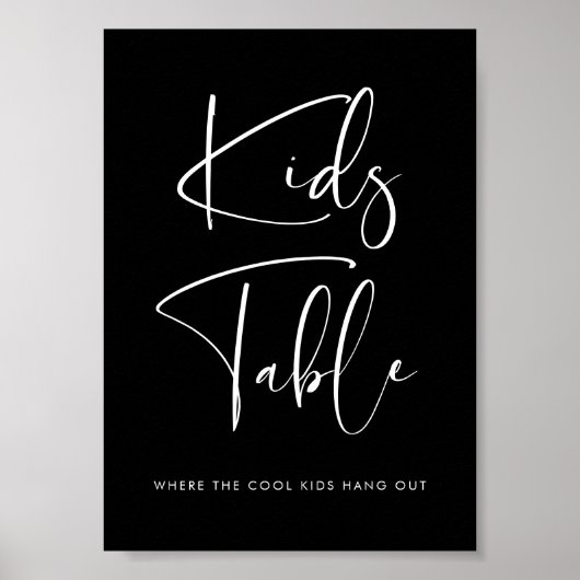Elegant & Modern Kinder bruiloft Zwarte tafel teke Poster (Voorkant)