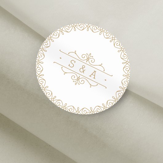 Elegant modern klassiek monogram voor het bruiloft ronde sticker