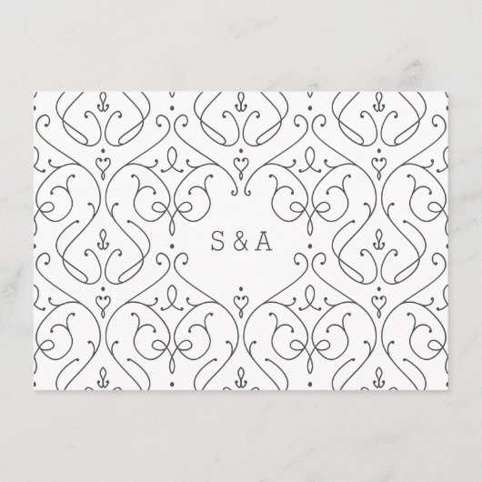 Elegant modern klassiek trouwdetail informatiekaartje (Achterkant)