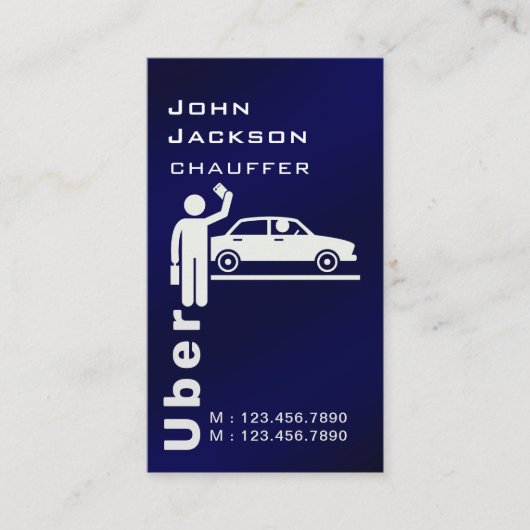 Elegant Modern Koninklijk Blauw QR code Chauffeur Visitekaartje (Voorkant)