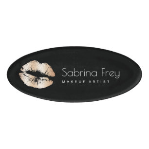 Elegant modern koperen roos Gold lippen make-up ar Naambadge