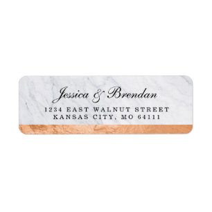 Elegant modern koperen weddenschap Return Label
