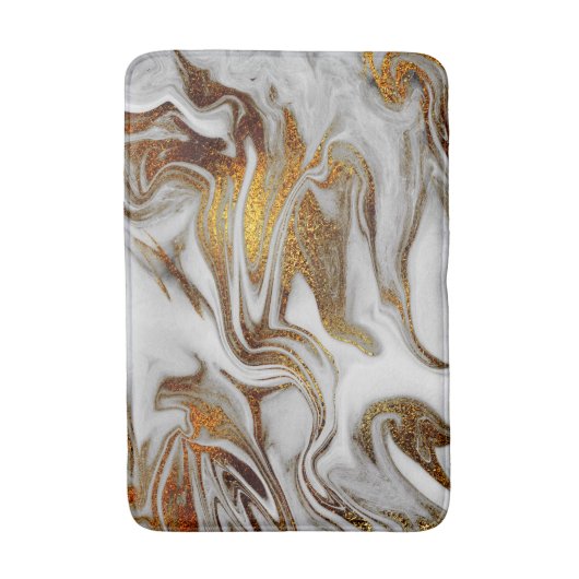 Elegant modern kopergoud en witte marmer badmat (Voorkant Verticaal)