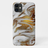 Elegant modern kopergoud en witte marmer Case-Mate iPhone case (Achterkant)