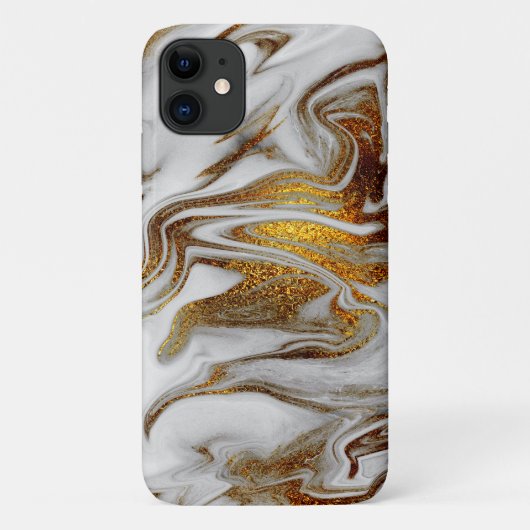 Elegant modern kopergoud en witte marmer Case-Mate iPhone case (Achterkant)