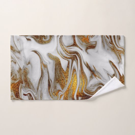 Elegant modern kopergoud en witte marmer handdoek (Handdoek)