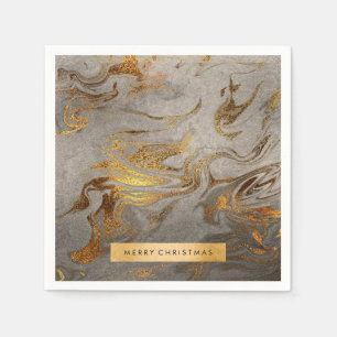 Elegant modern kopergoud en zilveren marmer servet