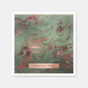 Elegant modern kopergoud roos groene marmer servet