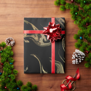 Elegant modern kopergoud zwarte marmer cadeaupapier