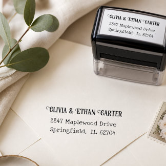 Elegant Modern Koppel Script Trouw Retouradres Zelfinktende Stempel