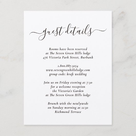 Elegant Modern Kraftpapier Informatiekaartje (Voorkant)