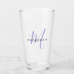 Elegant modern Lavender Script Monogram Glas