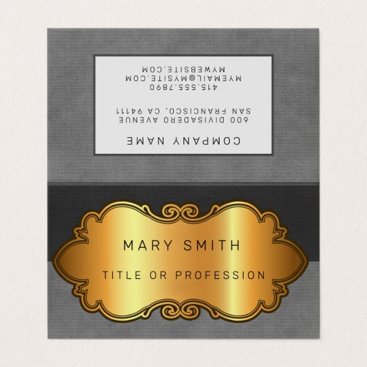 Elegant modern lederen goud visitekaartjes (Buitenkant ongevouwen)