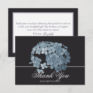Elegant Modern Light Blue Floral Cluster Thank You Bedankkaart