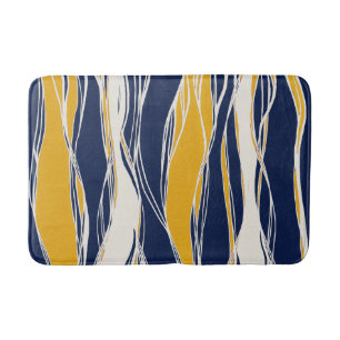 Elegant, modern, lijnen in blauw en geel  badmat