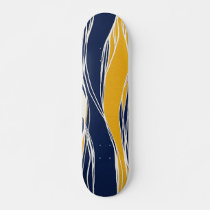 Elegant, modern, lijnen in marineblauw en geel skateboard