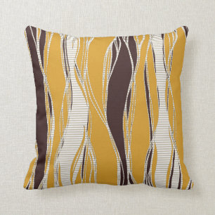 Elegant, modern, lijnen, ochre, bruin, wit kussen