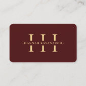 Elegant Modern Logo H Monogram Donkerrood Maroon Visitekaartje (Voorkant)