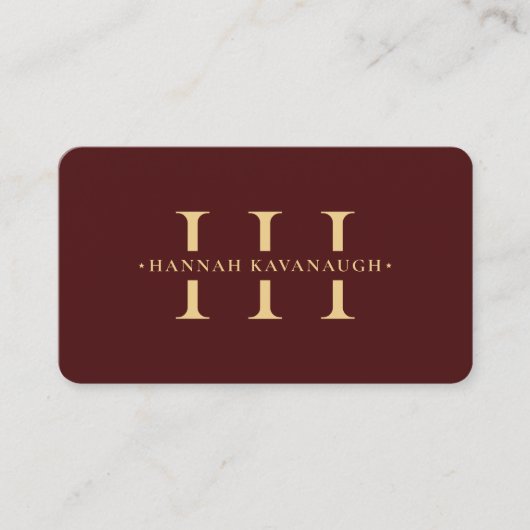 Elegant Modern Logo H Monogram Donkerrood Maroon Visitekaartje (Voorkant)