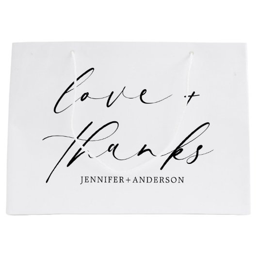 Elegant Modern Love and Bedankt Script Wedding Groot Cadeauzakje (Voorkant)