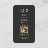 Elegant Modern Luxe Script Monogram Zwart Visitekaartje (Achterkant)