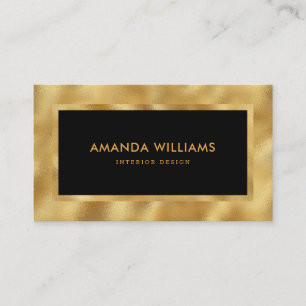Elegant Modern Luxury Black en Faux Gold Foil Visitekaartje