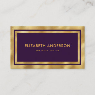Elegant Modern Luxury Paars en Gold Visitekaartje