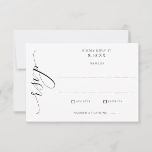 Elegant modern Luxury Script Wedding RSVP Kaartje