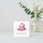 Elegant Modern Macaron Bakery Square Visitekaartje (Staand voorkant)