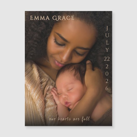 Elegant Modern Magnetic Birth Announcement  (Voorkant)