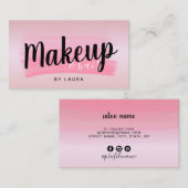 Elegant modern make-up & roos gouden borstelslag visitekaartje (Voorkant / Achterkant)