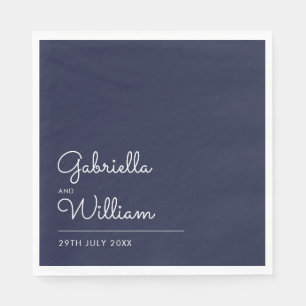 Elegant modern marine en witte script servet