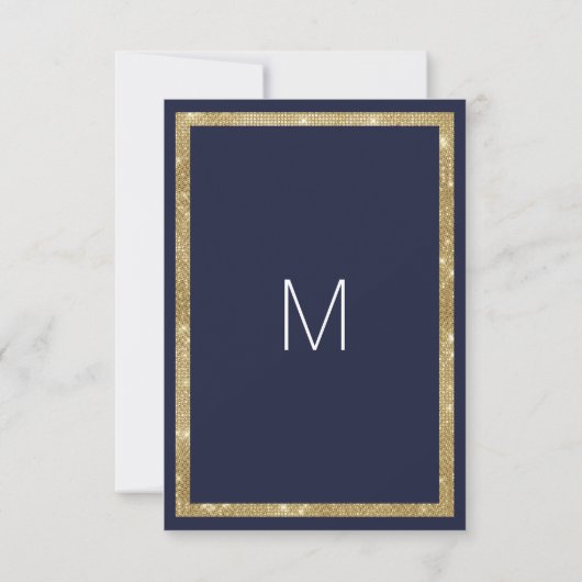 Elegant modern marinesequin Blue Gold Sequin Save Save The Date (Achterkant)