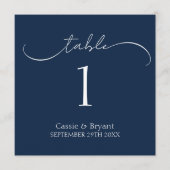 Elegant modern marinevlek Blue Wedding Table Numbe Programma (Voorkant)