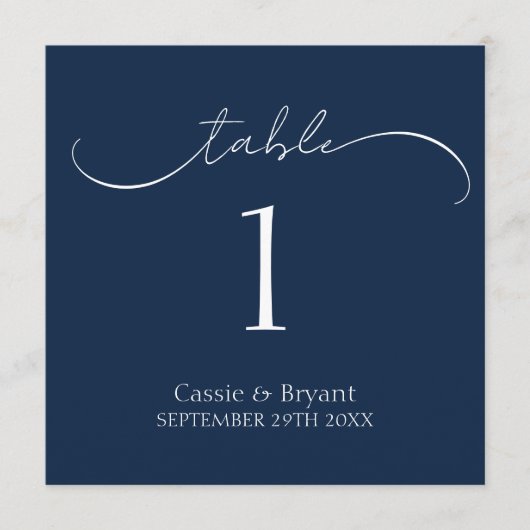 Elegant modern marinevlek Blue Wedding Table Numbe Programma (Voorkant)