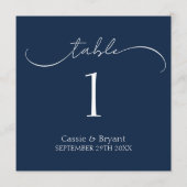 Elegant modern marinevlek Blue Wedding Table Numbe Programma (Achterkant)