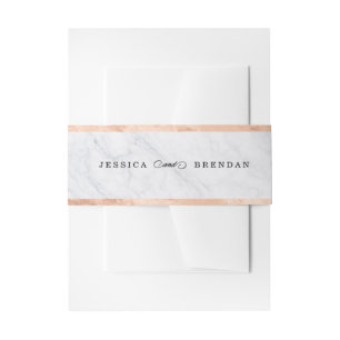 Elegant modern marmer Roos Gold Wedding Uitnodigin Uitnodigingen Wikkel