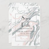 Elegant modern marmer save the date (Voorkant / Achterkant)
