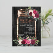 Elegant Modern Mason Jar Vrijgezellenfeest Folie Uitnodiging (Staand Voorkant)